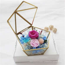 Glass Ring Box Wedding Jewelry Case Immortal Flower